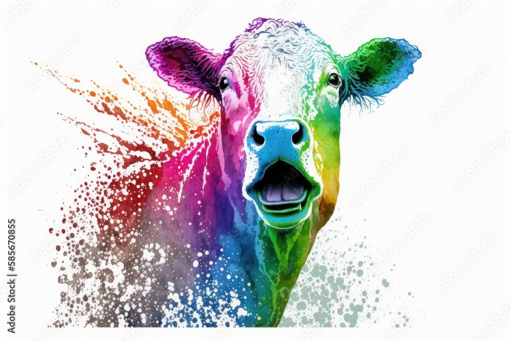 Cow in watercolor style. Beautiful illustration picture. Generative AI ...