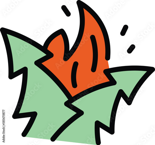 Forest on fire icon. Outline forest on fire vector icon for web design isolated on white background color flat