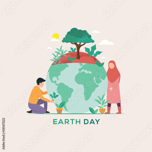 Earth Day. Eco friendly concept. Vector illustration. Earth day banner concept.