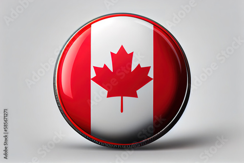 Round national flag pin of Canada.Circular vector flag of Canada. Generative Ai photo