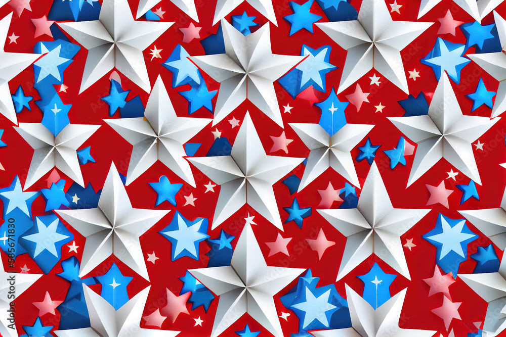 Fototapeta premium Seamless pattern with stars for 1st of July celebration. Generative Ai