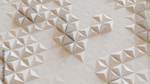 White Geometric Surface with Tetrahedrons. High Tech, Light 3d Wallpaper. photo