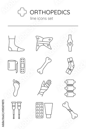 Vector set linear icon orthopedics.