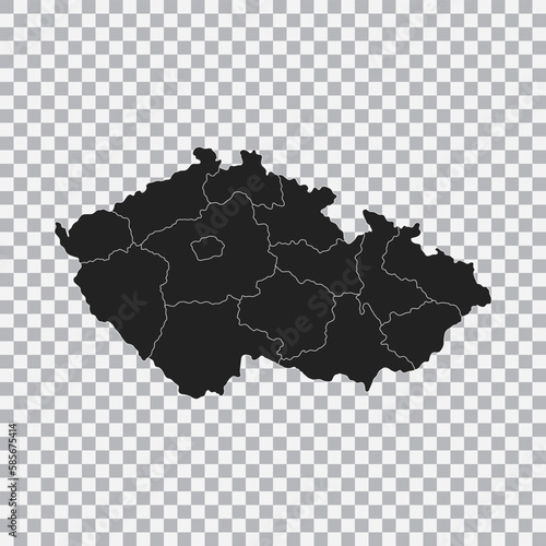 Political map of the Czech Republic isolated on transparent background. Vector.