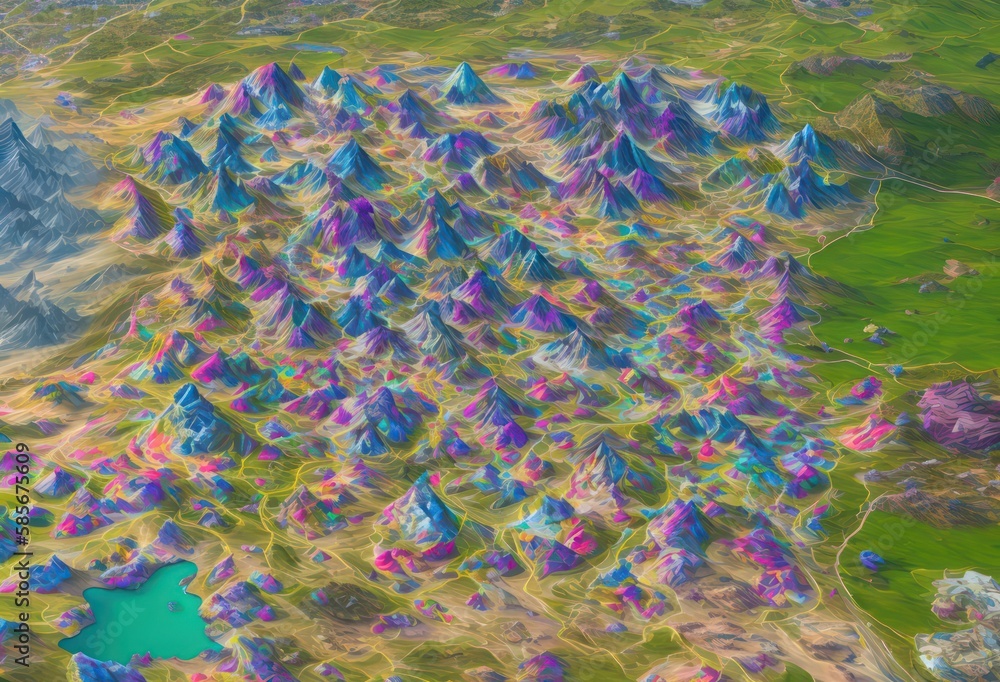 Fototapeta premium blue and green mountain, fantasy game, Gaming Island, Fantasy World, Imagination World