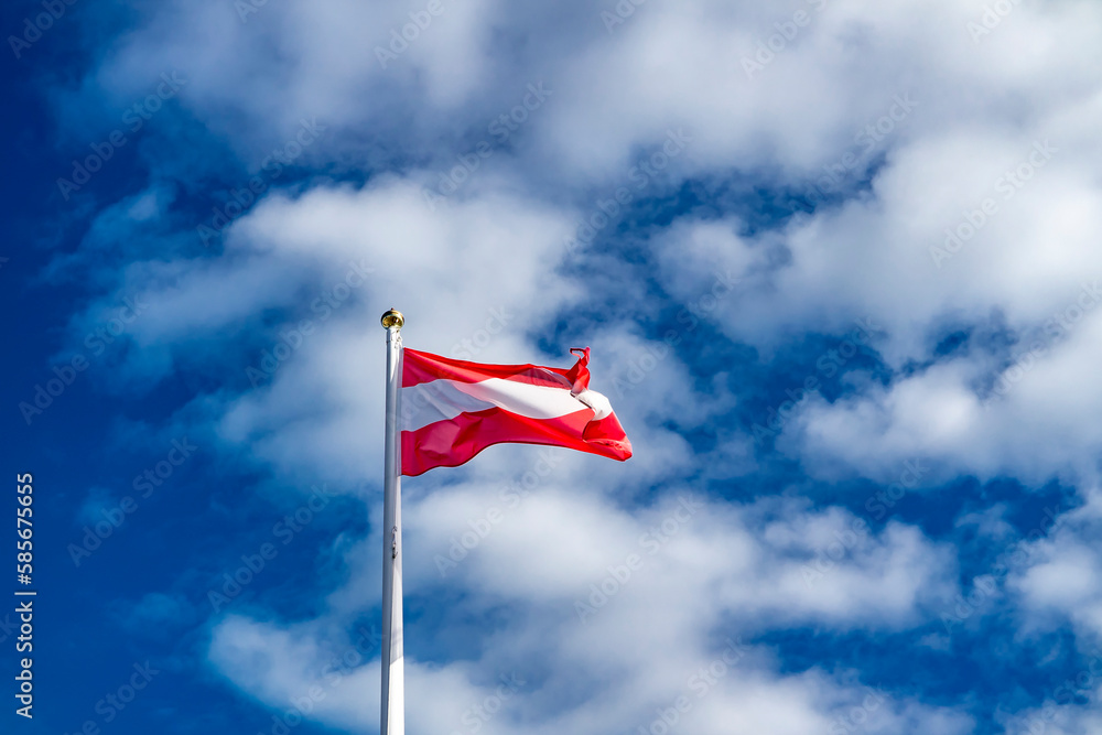 Austria national flag waving in the wind