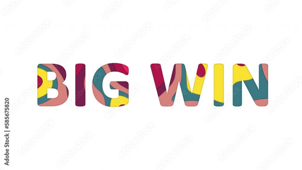 Multi-colored inscription common expression BIG WIN with colored spots floating inside. Looped from frame 120 to 839, Alpha BW at the end Multi-colored inscription common expression BIG WIN with colored spots floating inside. Looped from frame 120 to 839, Alpha BW at the end