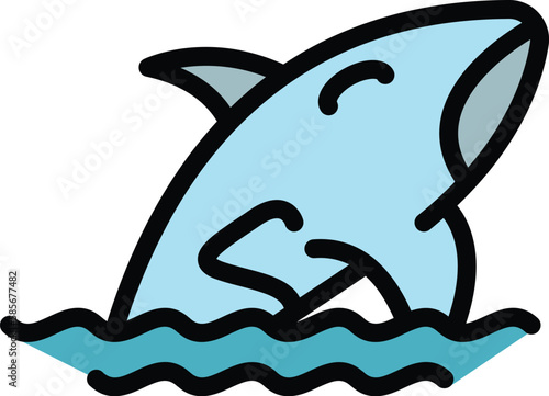 Water whale killer icon. Outline water whale killer vector icon for web design isolated on white background color flat