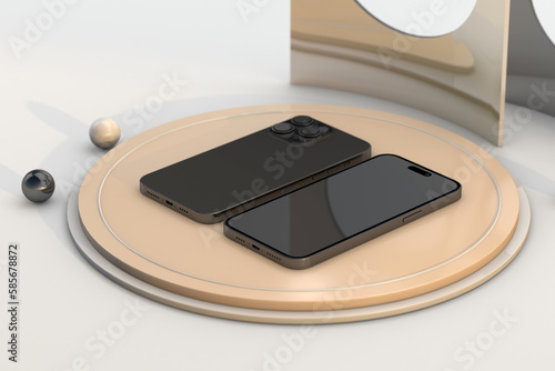 Two black iPhone 15 pro a modern device concept photo