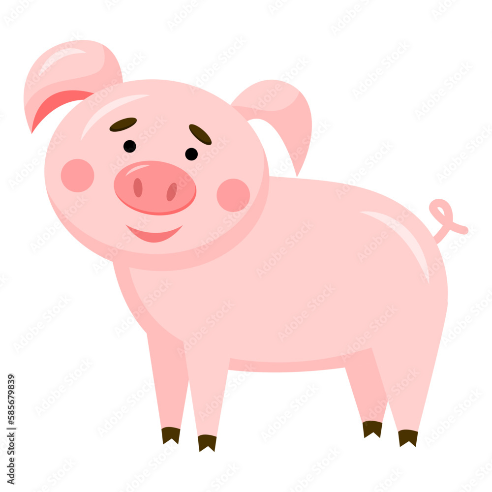 Vector cute pig cartoon isolated on white background Vector cute pig cartoon isolated on white background