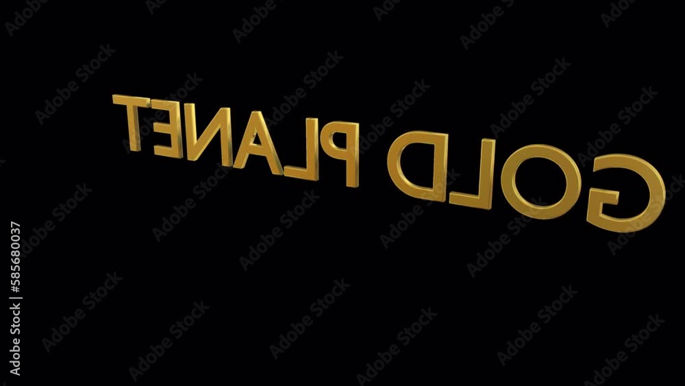 Animated rotating around three dimensional golden text or word Gold planet. Transparent background, loop able and isolated. Animated rotating around three dimensional golden text or word Gold planet. Transparent background, loop able and isolated.