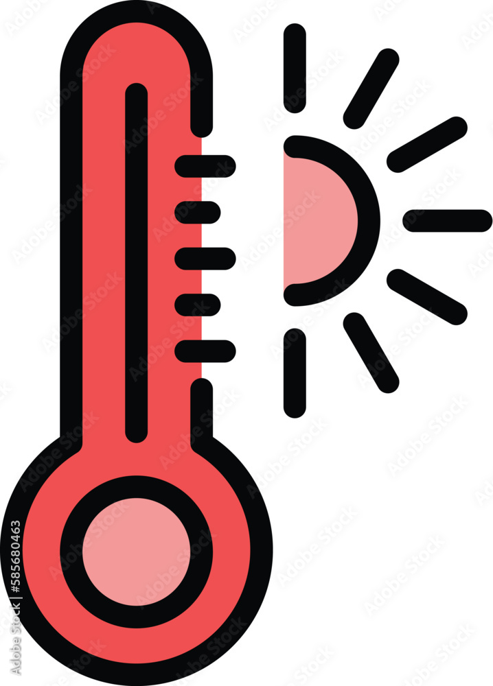 Hot summer icon. Outline Hot summer vector icon for web design isolated on white background color flat Hot summer icon. Outline Hot summer vector icon for web design isolated on white background color flat