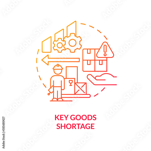 Key goods shortage red gradient concept icon. Consumption reduction. Vulnerability in supply chain abstract idea thin line illustration. Isolated outline drawing. Myriad Pro-Bold font used