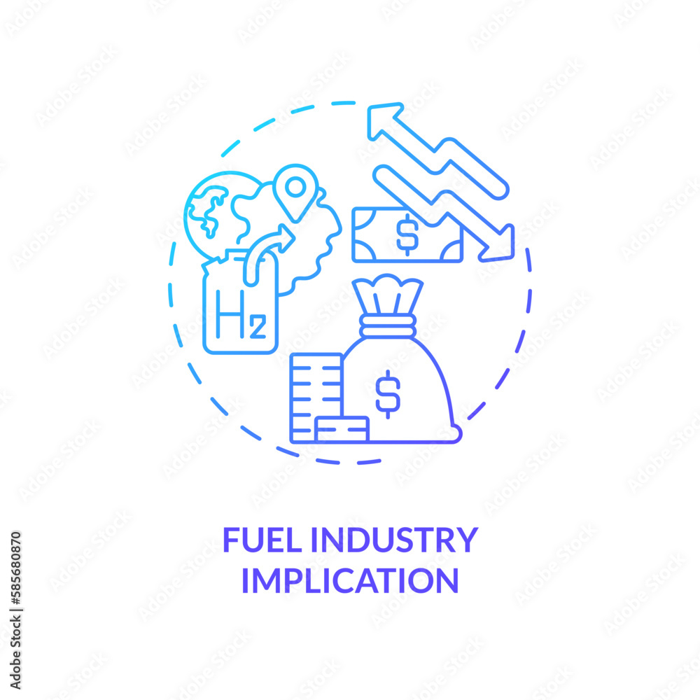 Fuel industry implication blue gradient concept icon. Costs rising. Supply chain disruption mistake abstract idea thin line illustration. Isolated outline drawing. Myriad Pro-Bold font used