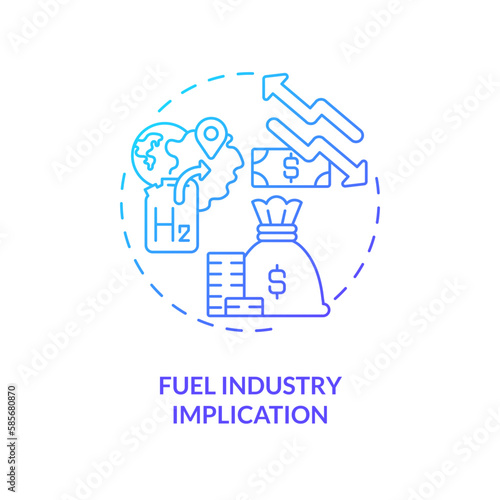 Fuel industry implication blue gradient concept icon. Costs rising. Supply chain disruption mistake abstract idea thin line illustration. Isolated outline drawing. Myriad Pro-Bold font used