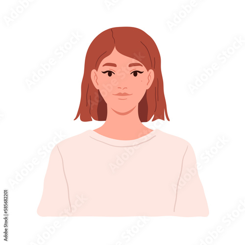 Portrait of a young attractive woman in a casual clothes hand drawn illustration