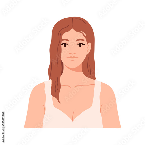 Portrait of a young attractive woman in a casual clothes hand drawn illustration