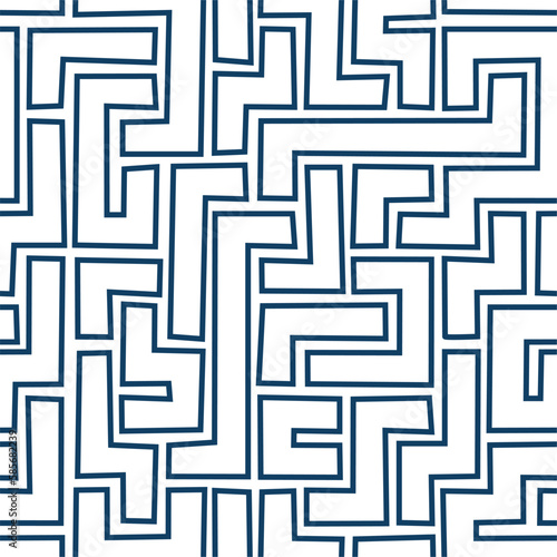 Vector seamless handmade texture colored line object. Maze. White background.