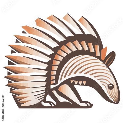 Armadillo animal, vector isolated on transparent background