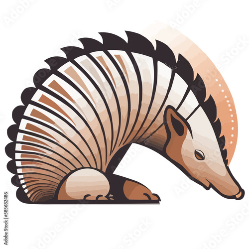 Armadillo animal, vector isolated on transparent background