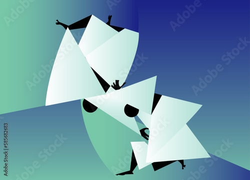 judoist, judoka, fighter in a duel, match. Judo sport, vector illustration