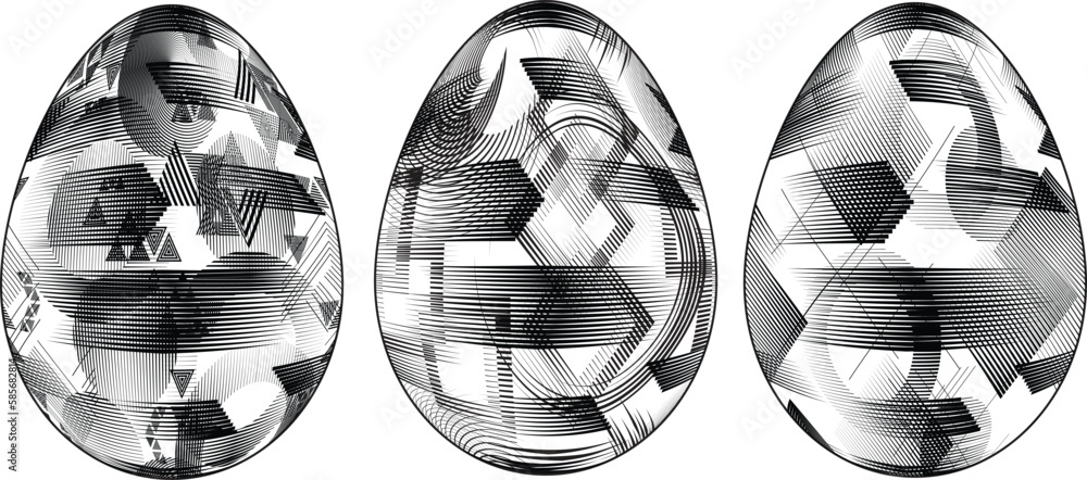Fototapeta premium Easter Egg Design. Vector oval shape. Ornament Easter eggs set.