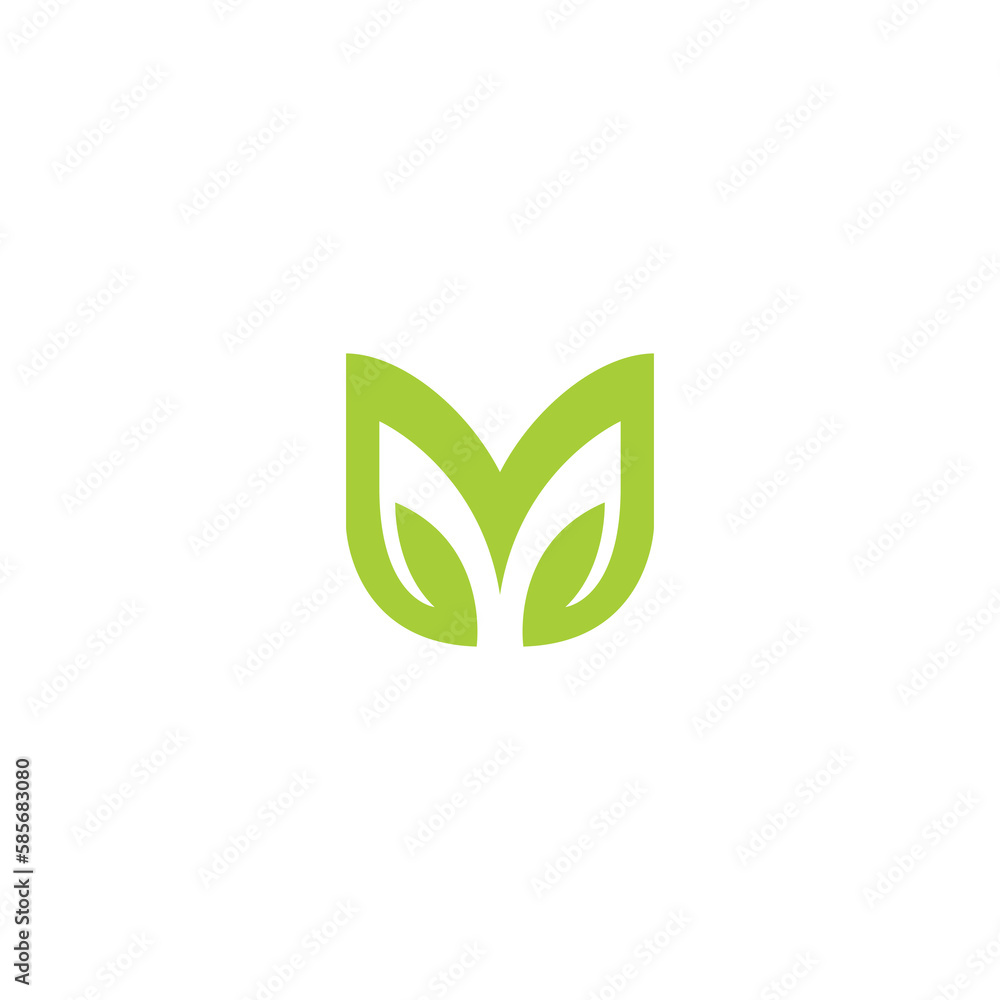 M Leaf Nature Logo Design. Letter M Symbol M Leaf Nature Logo Design. Letter M Symbol