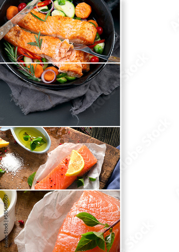 Collage made of delicious salmon.