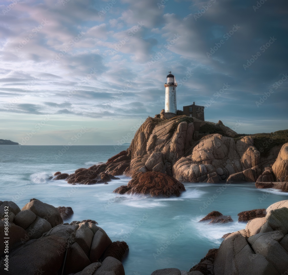 A breathtaking landscape of Brittany, France, featuring picturesque seaside views and a captivating sky.