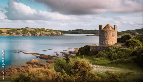 A breathtaking landscape of Brittany, France, featuring picturesque seaside views and a captivating sky.