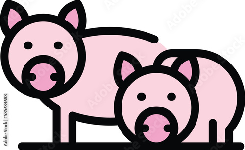 Ranch pigs icon. Outline Ranch pigs vector icon for web design isolated on white background color flat