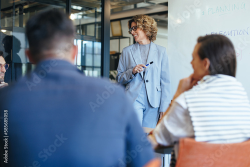 Business colleagues having a discussion in a meeting