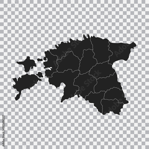 Outline political map of the Estonia isolated on transparent background. Vector.