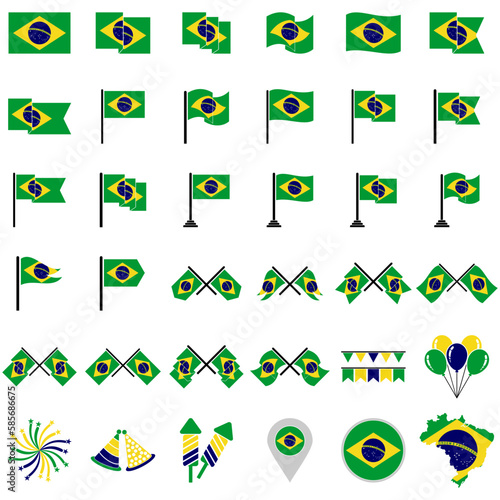 Brazil flags icon set, Brazil independence day icon set vector sign symbol