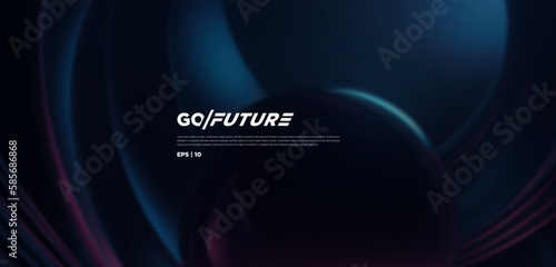 Abstract futuristic dark background with sphere design. Dynamic 3d wallpaper neon lights and ai motion rounds. Technology backdrop for digital, website, presentation, banner… vector illustration