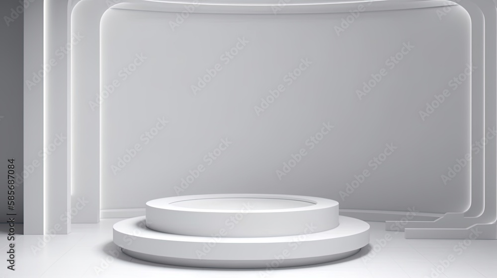 white 3d render podium room background, digital ai art white 3d render podium room background, digital ai art
