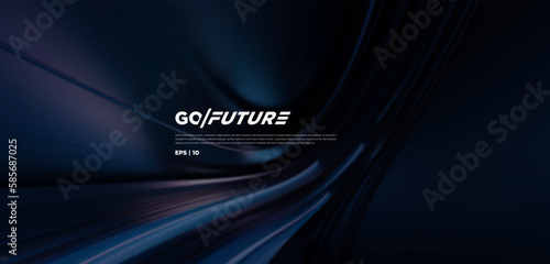 Abstract futuristic dark background with flowing wave design. Dynamic 3d wallpaper neon lights and ai tunnel lines. Technology backdrop for digital, website, presentation, banner… vector illustration