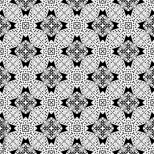 black and white seamless pattern repeated on white background art decoration fabric tile floral textile fashion antique style geometric decor retro vector illustration