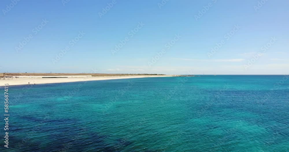 Beautiful forward drone shot of the clear blue sea at Sal Island Cape Verde Beautiful forward drone shot of the clear blue sea at Sal Island Cape Verde