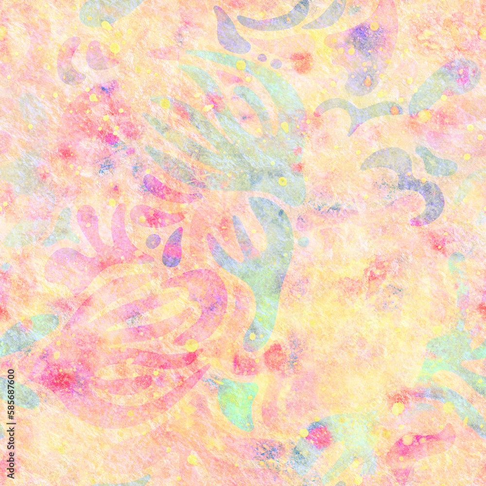 Seamless grunge retro background. Raster illustration with an abstract pattern. Seamless pattern for clothing design, packaging, wrapping. Printing on fabric and paper.