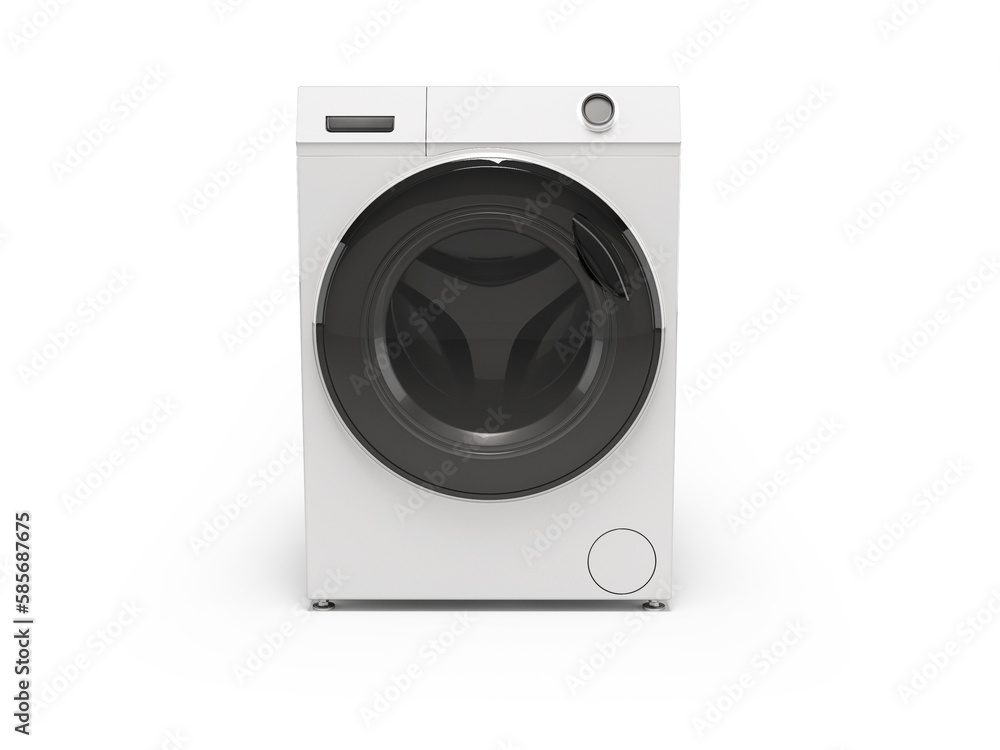3d illustration washing machine machine with straight drum front view on white background with shadow 3d illustration washing machine machine with straight drum front view on white background with shadow