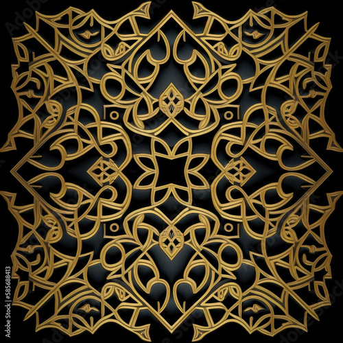 Pattern with Arabic motifs. Repeatable and seamless.