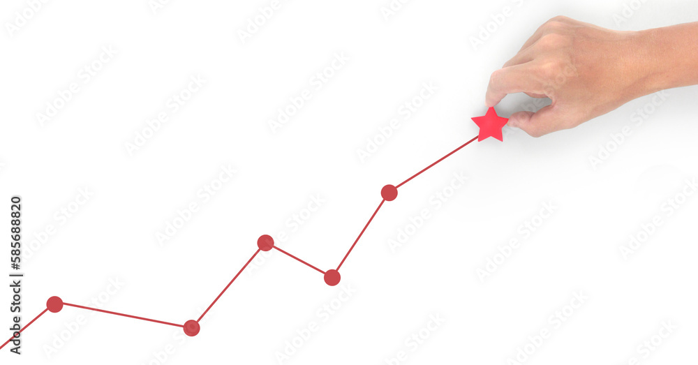 Hand touching graphs of financial indicator and accounting market Hand touching graphs of financial indicator and accounting market