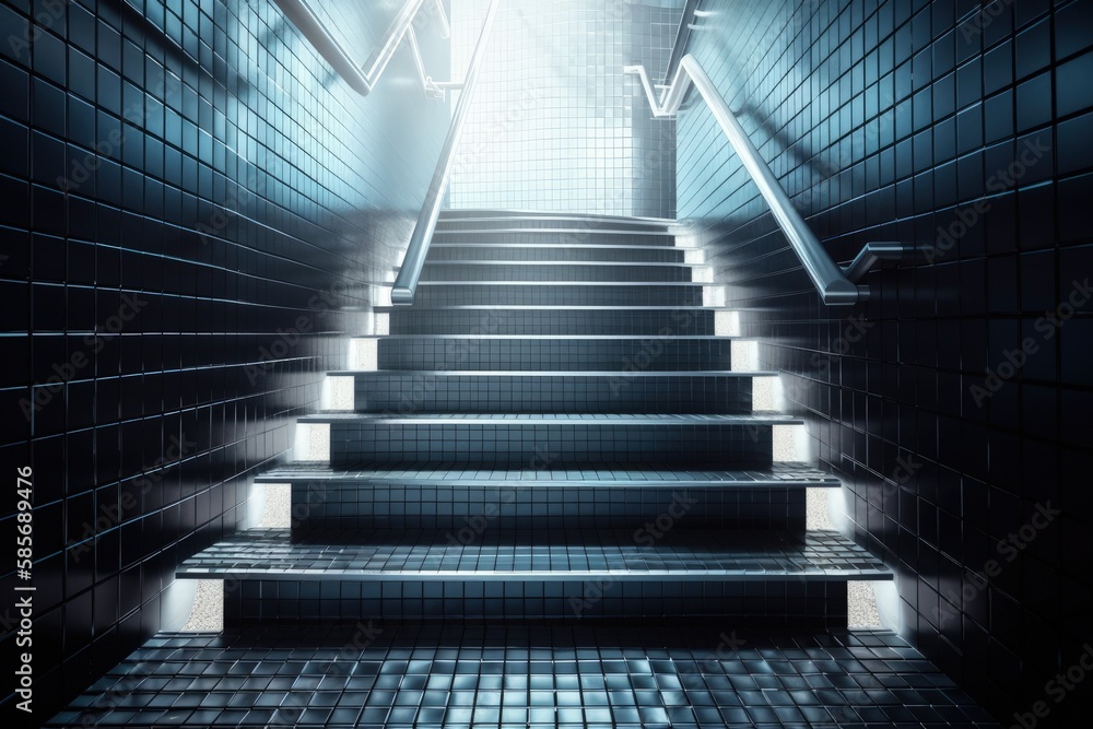 Fototapeta premium staircase ascending towards a bright light at the top. Generative AI