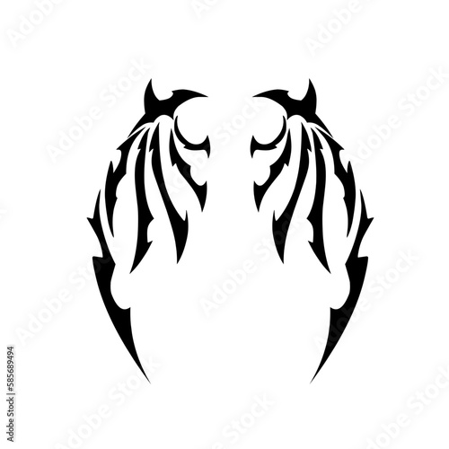 illustration vector graphic of tribal art design wing tattoo perfect for dragon wings, devil wings and bats