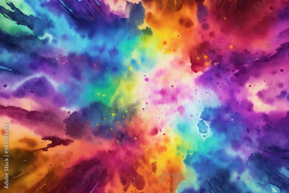 Color explosion with watercolors created with Generative AI technology
