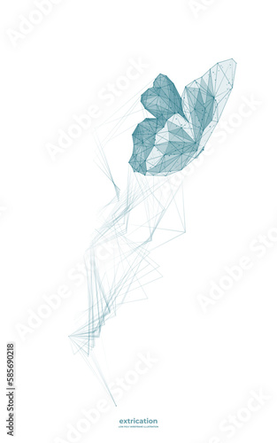 Canvas Print Digital flying butterfly white vertical background