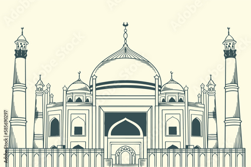 Hand drawn famous islamic b...