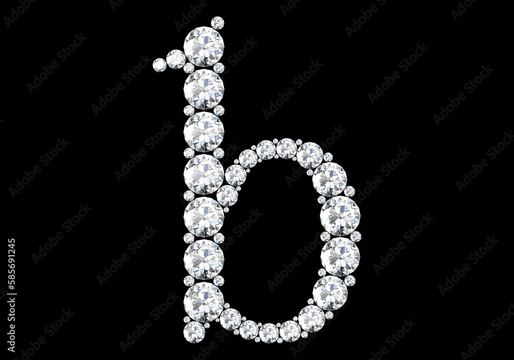 Diamond letters with gemstones isolated on black.3D rendering Diamond letters with gemstones isolated on black.3D rendering