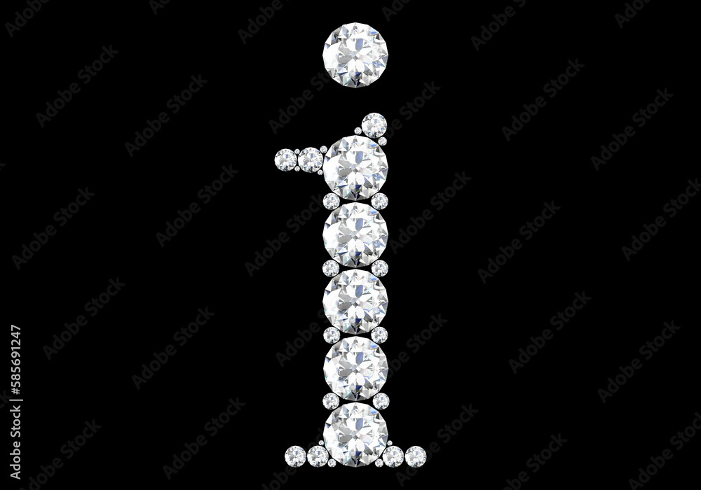 Diamond letters with gemstones isolated on black.3D rendering Diamond letters with gemstones isolated on black.3D rendering
